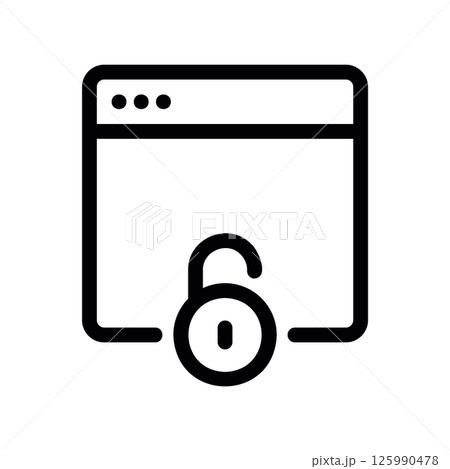 Browser Window Icon with Unlocked Padlock Displaying Unsecured Connection Browser Window Icon with Unlocked Padlock Displaying Unsecured Connection 125990478