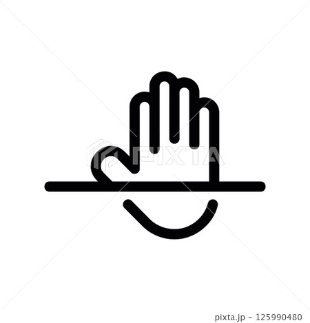 Hand Palm Outline Positioned Above Line Representing Biometric Surface Scan Hand Palm Outline Positioned Above Line Representing Biometric Surface Scan 125990480