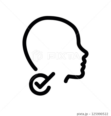 Profile Head Icon with Checkmark Symbol for Verification 125990522