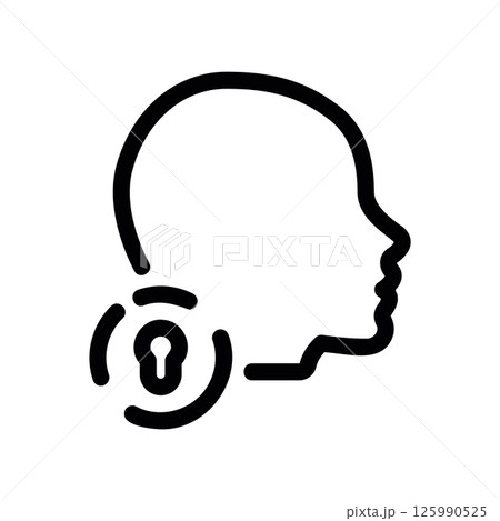 Profile Head Icon Paired with a Keyhole Access Symbol 125990525