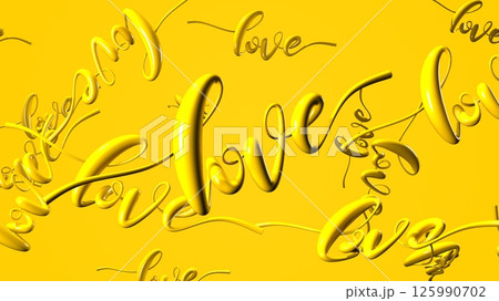 Text Loves in yellow. 3DCG abstract 3D illustratio 125990702