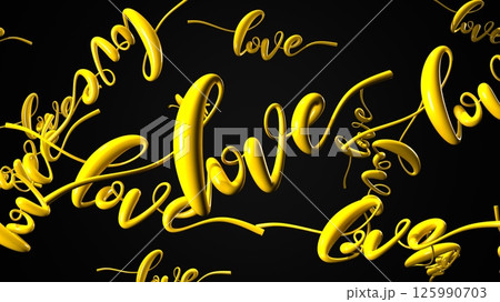 Text Loves in yellow. 3DCG abstract 3D illustratio 125990703