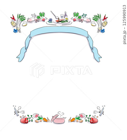 肉魚、野菜、調味料など料理関係のタイトル枠 125990913
