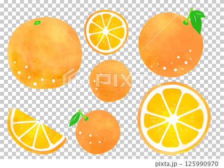 Simple and cute orange vector illustration set 125990970