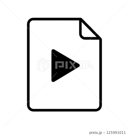 動画ファイルの線画アイコン、ドキュメント、イラスト、素材、背景なし 125991011