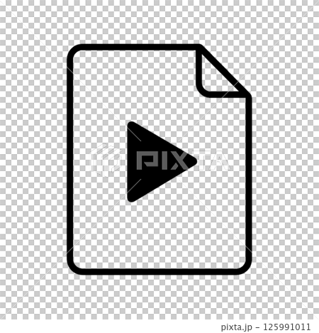 動画ファイルの線画アイコン、ドキュメント、イラスト、素材、背景なし 125991011