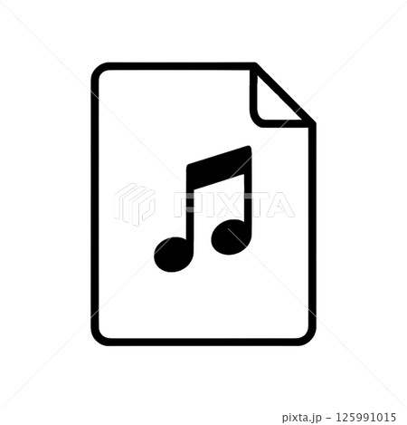 音楽ファイルの線画アイコン、MP3、ドキュメント、イラスト、素材、背景なし 125991015