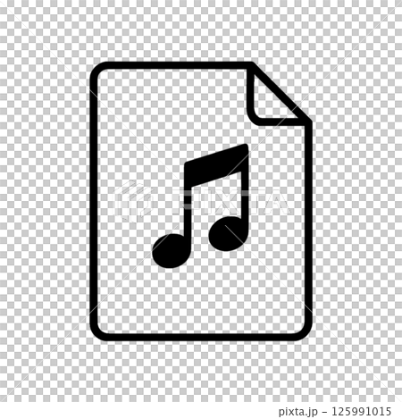 音楽ファイルの線画アイコン、MP3、ドキュメント、イラスト、素材、背景なし 125991015