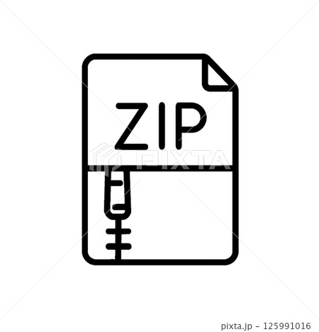 圧縮ファイルの線画アイコン、ドキュメント、イラスト、素材、背景なし 125991016
