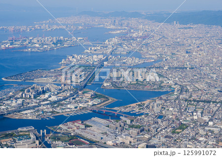 伊丹空港を離陸後、西宮~芦屋~神戸~明石海峡大橋 伊丹空港を離陸後、西宮~芦屋~神戸~明石海峡大橋 125991072