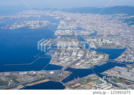 伊丹空港を離陸後、西宮~芦屋~神戸~明石海峡大橋 伊丹空港を離陸後、西宮~芦屋~神戸~明石海峡大橋 125991075