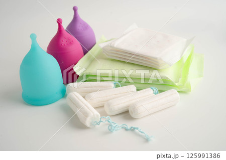 Sanitary hygiene set for women menstrual period cycle protection. 125991386