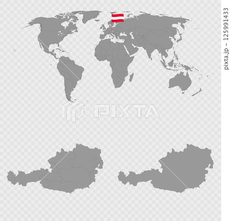 Austria Map Set with World Location. Austria Map Set with World Location. 125991433