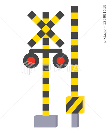 シンプルな日本の踏切のイメージイラスト 125991519