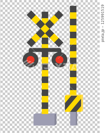 簡單的日本鐵路道口圖像插圖 125991519