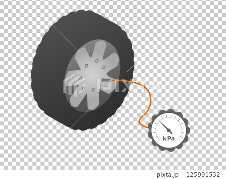 Illustration of measuring tire pressure Illustration of measuring tire pressure 125991532