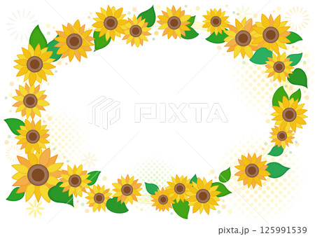 夏色ひまわりの花リース フレーム 125991539