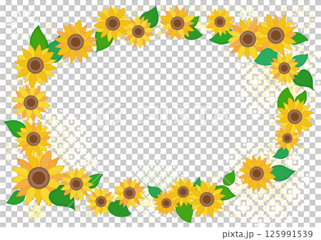 夏色ひまわりの花リース フレーム 125991539
