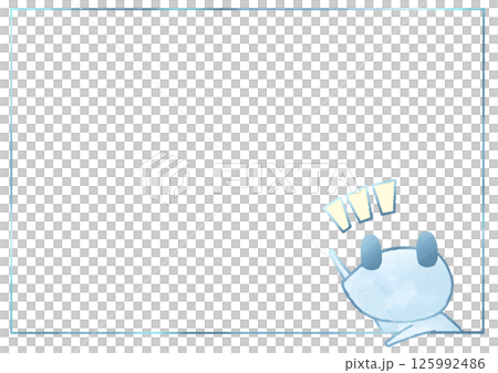 Frog raising hand frame background (blue) Frog raising hand frame background (blue) 125992486