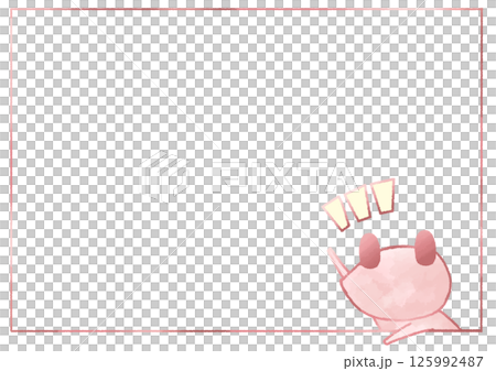 Frog raising hand frame background (red) Frog raising hand frame background (red) 125992487