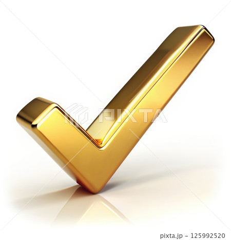 The Illuminated Victory: A Golden Check Mark Shining Brightly. Generative AI 125992520