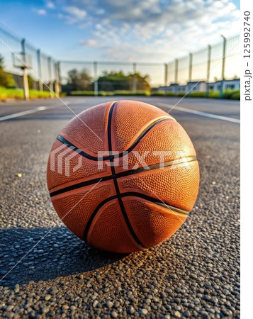 The Majestic Orbs: A Basketballs Throne. Generative AI 125992740