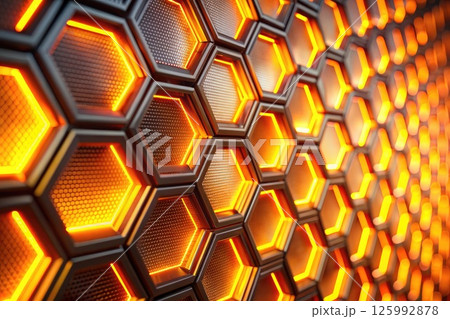 Close Up of Honeycomb Wall. Generative AI 125992878