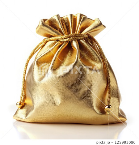 Gold Bag on White Background. Generative AI 125993080