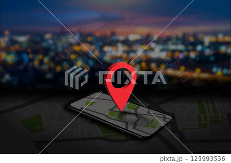 man using gps navigation on smartphone GPS  125993536