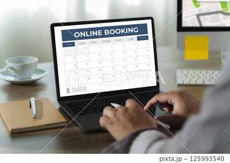 Booking Meeting Appointment Computer Online On digital tablet at office book appointment 125993540