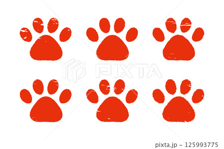 肉球のハンコ・スタンプ 犬 猫 赤 Dog and cat paw print. 肉球のハンコ・スタンプ 犬 猫 赤 Dog and cat paw print. 125993775