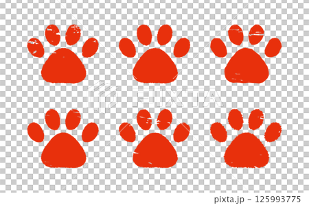 肉球のハンコ・スタンプ 犬 猫 赤 Dog and cat paw print. 肉球のハンコ・スタンプ 犬 猫 赤 Dog and cat paw print. 125993775