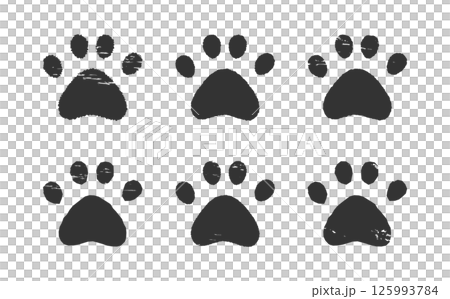 肉球のハンコ・スタンプ　犬　猫　黒　Dog and cat paw print. 125993784