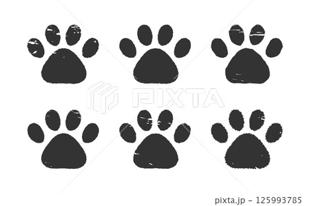 肉球のハンコ・スタンプ 犬 猫 黒 Dog and cat paw print. 肉球のハンコ・スタンプ 犬 猫 黒 Dog and cat paw print. 125993785
