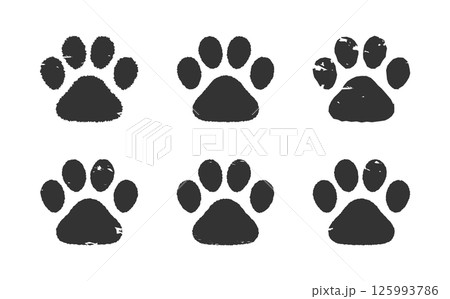 肉球のハンコ・スタンプ 犬 猫 黒 Dog and cat paw print. 肉球のハンコ・スタンプ 犬 猫 黒 Dog and cat paw print. 125993786