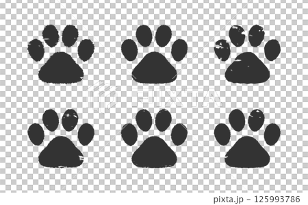 肉球のハンコ・スタンプ 犬 猫 黒 Dog and cat paw print. 肉球のハンコ・スタンプ 犬 猫 黒 Dog and cat paw print. 125993786