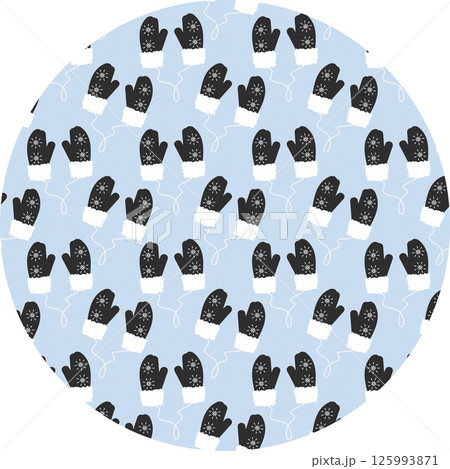 Mittens with fur and snowflakes decor on rope Circle Background Texture Winter Cloth Label Fond idea Mittens with fur and snowflakes decor on rope Circle Background Texture Winter Cloth Label Fond idea 125993871