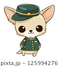 帽子をかぶったかわいいちわわのイラスト 125994276