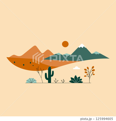 Minimalist Desert Landscape Illustration 125994605