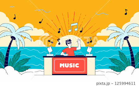 DJ on Tropical Beach 125994611