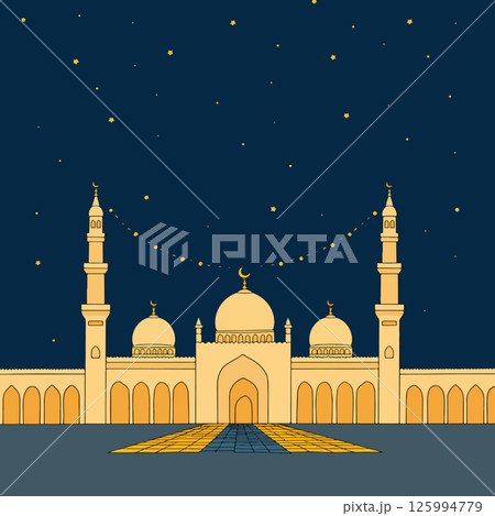 Eid Mubarak Mosque Illustration 125994779