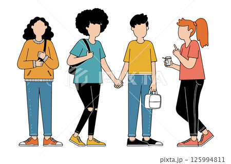 Group of Friends Walking Together 125994811