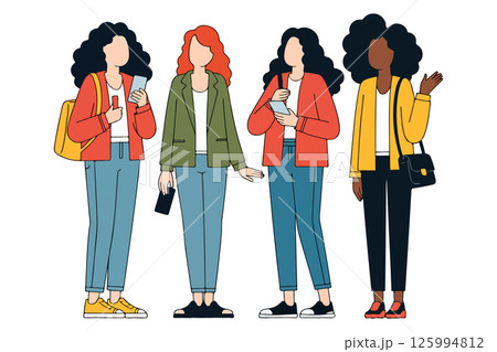 Diverse Group of Women with Smartphones Diverse Group of Women with Smartphones 125994812