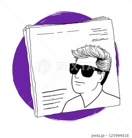 Newspaper with Man in Sunglasses 125994818