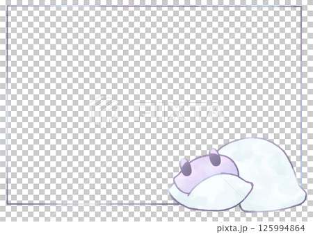 A frame background of a sleepy frog wrapped in a futon (purple) A frame background of a sleepy frog wrapped in a futon (purple) 125994864
