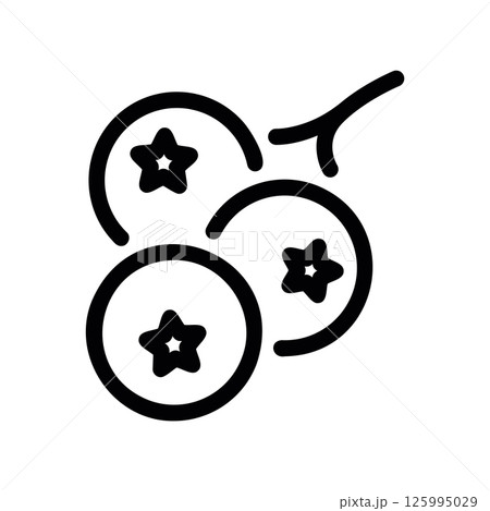 Cluster of Stylized Berries with Leaves on Stem Outline Icon Design Cluster of Stylized Berries with Leaves on Stem Outline Icon Design 125995029