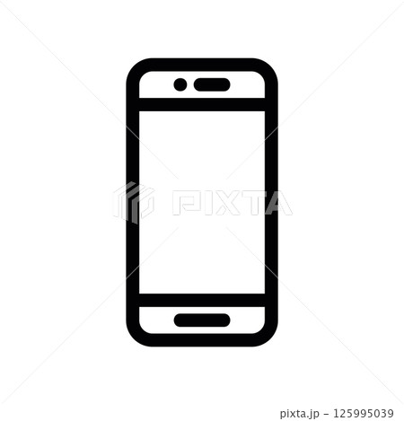 Modern Smartphone Device Icon with Simple Black Outline on Clean Background 125995039