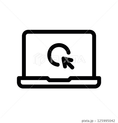 Minimalist Notebook Device Symbol with Selection Arrow on Screen Display 125995042