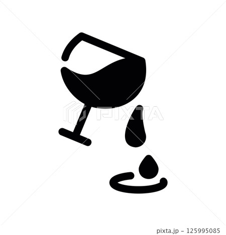 Wine Glass Icon with Liquid Dripping from Rim Wine Glass Icon with Liquid Dripping from Rim 125995085