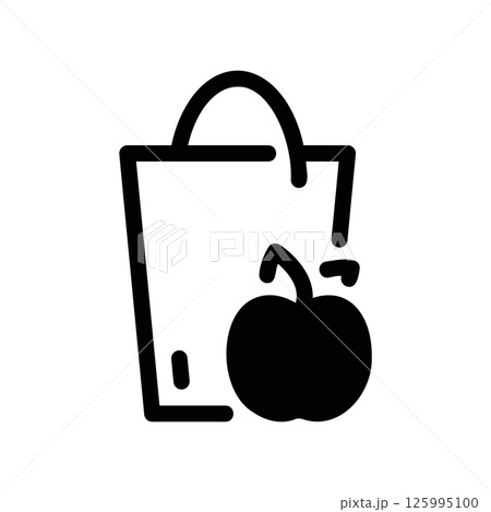 Simple Stylized Bucket Icon with a Single Apple Next to It 125995100